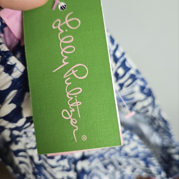 Lilly Pulitzer, New, Aden Linen Tassel Ankle Pants Indigo Home Slice SZ Small - Picture 8 of 11